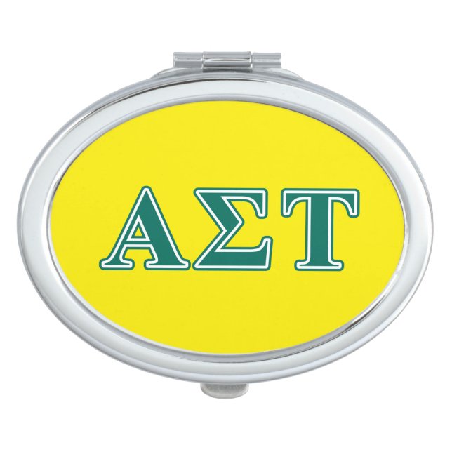 Alpha Sigma Tau Green Letters Makeup Mirror (Front)