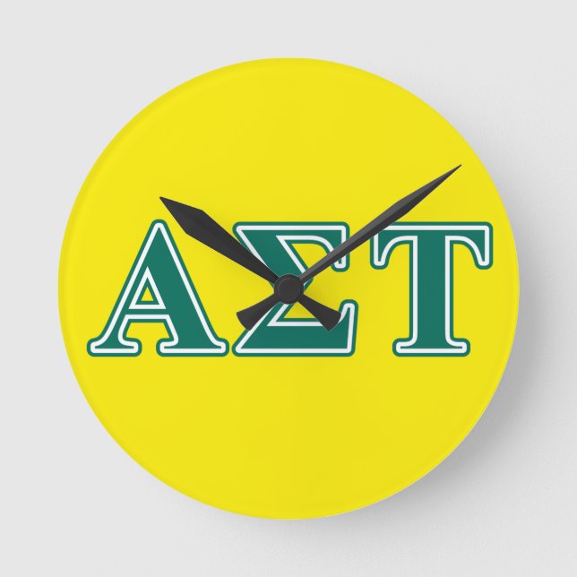 Alpha Sigma Tau Green Letters Round Clock (Front)
