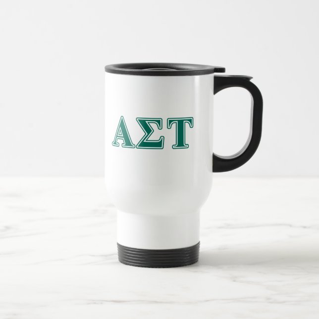 Alpha Sigma Tau Green Letters Travel Mug (Right)