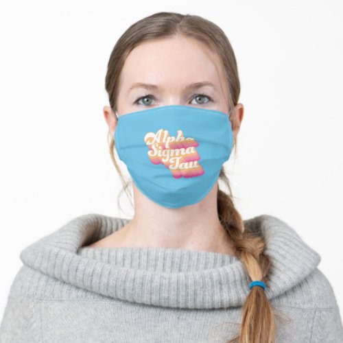 Alpha Sigma Tau  Groovy Script Adult Cloth Face Mask