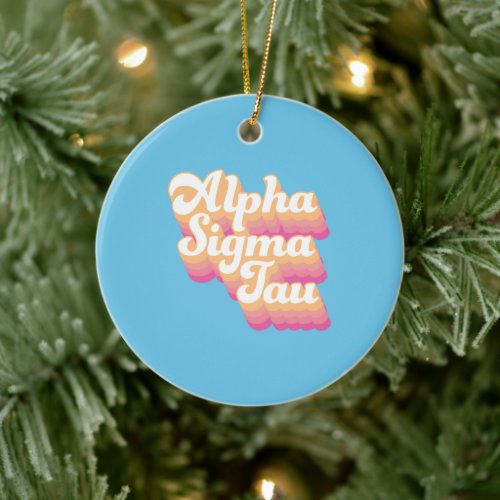 Alpha Sigma Tau  Groovy Script Ceramic Ornament