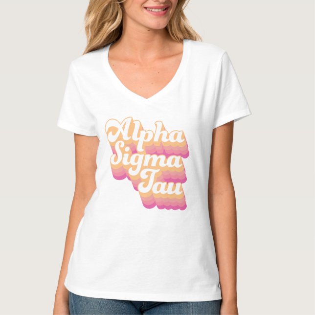 Alpha Sigma Tau | Groovy Script T-Shirt (Front)