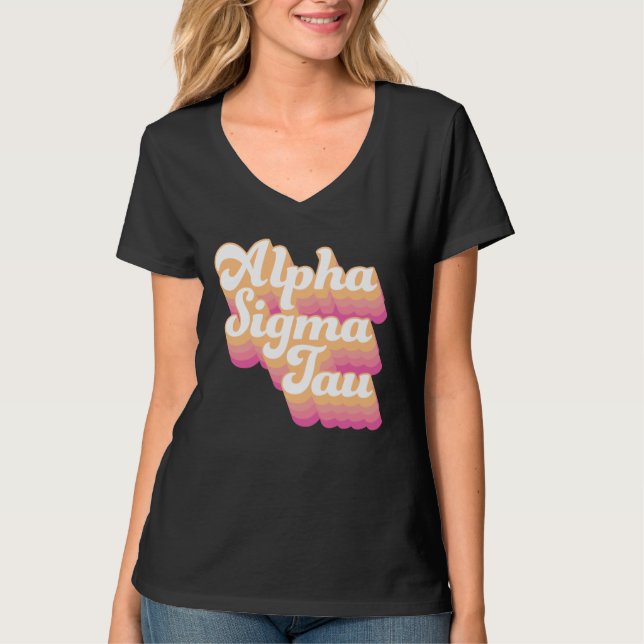 Alpha Sigma Tau | Groovy Script T-Shirt (Front)