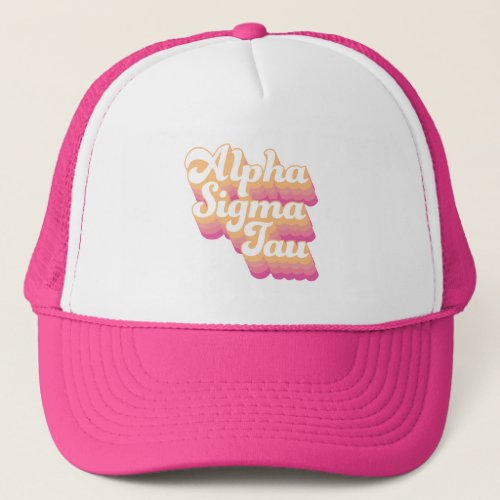 Alpha Sigma Tau  Groovy Script Trucker Hat