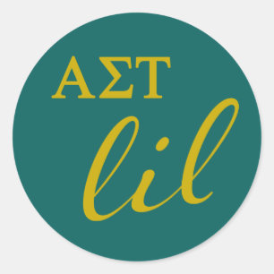 Alpha Sigma Tau Lil Script Classic Round Sticker