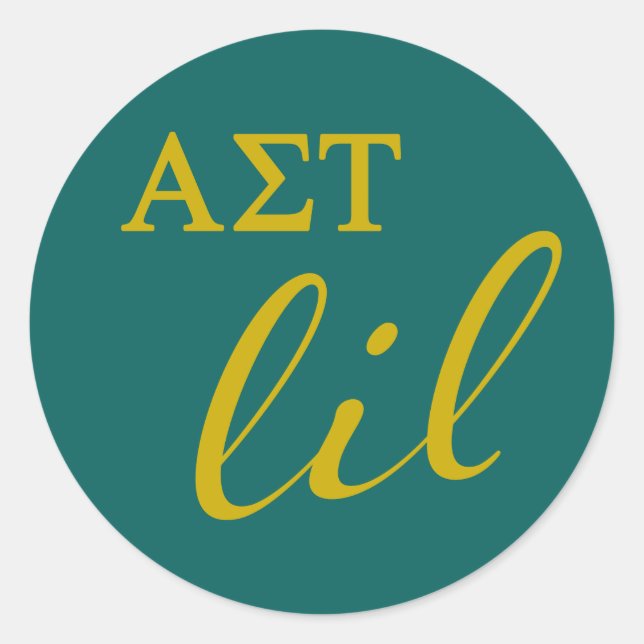 Alpha Sigma Tau Lil Script Classic Round Sticker (Front)