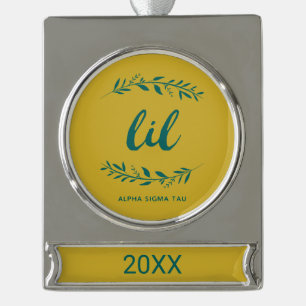 Alpha Sigma Tau Lil Wreath Silver Plated Banner Ornament