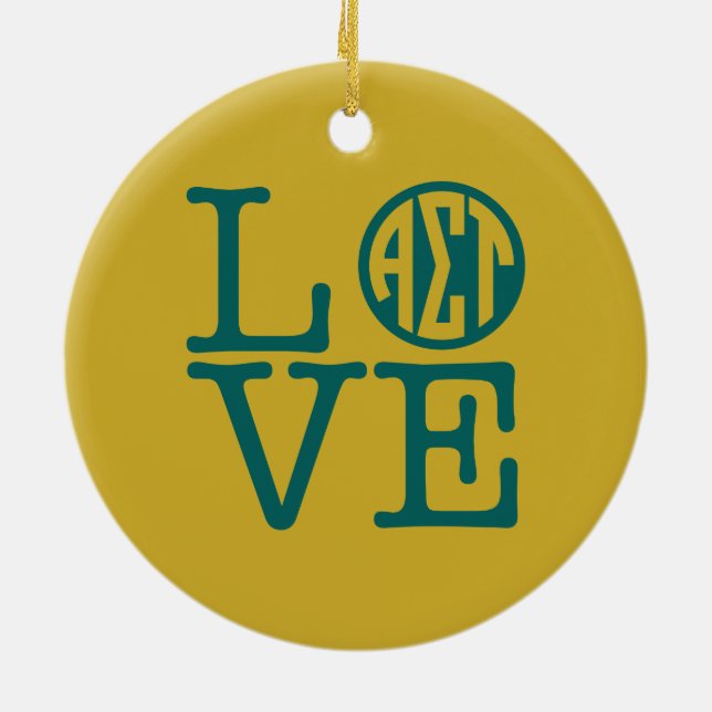 Alpha Sigma Tau Love Ceramic Ornament (Back)