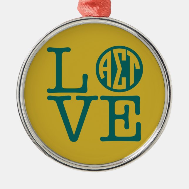 Alpha Sigma Tau Love Metal Ornament (Front)