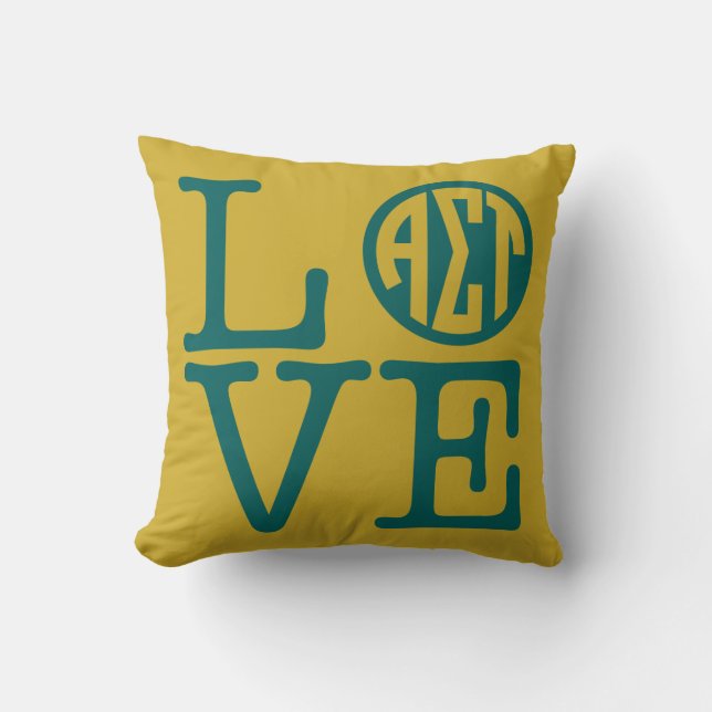 Alpha Sigma Tau Love Throw Pillow (Front)