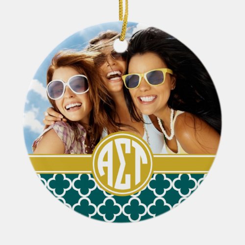 Alpha Sigma Tau  Monogram and Photo Ceramic Ornament