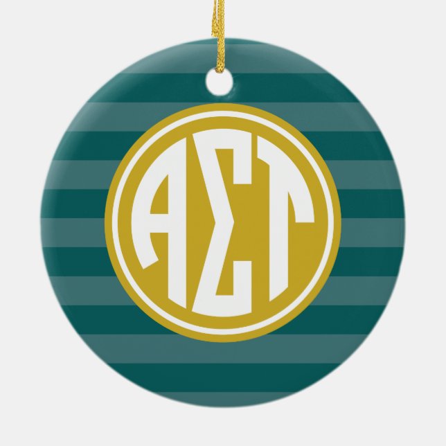 Alpha Sigma Tau | Monogram Stripe Pattern Ceramic Ornament (Back)