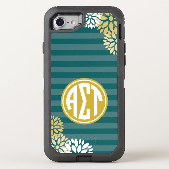 Alpha Sigma Tau | Monogram Stripe Pattern Otterbox iPhone Case (Back)