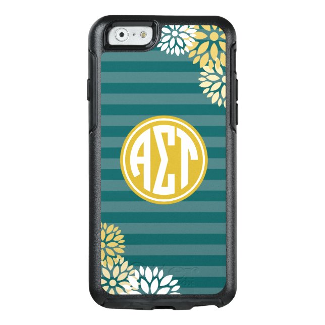 Alpha Sigma Tau | Monogram Stripe Pattern Otterbox iPhone Case (Back)