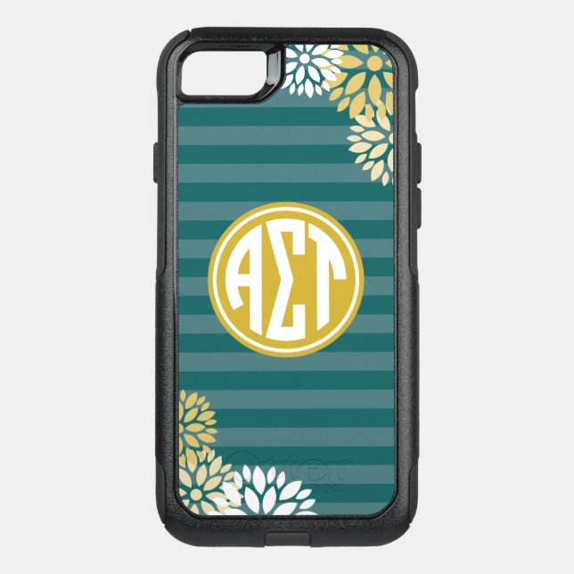 Alpha Sigma Tau | Monogram Stripe Pattern Otterbox iPhone Case (Back)