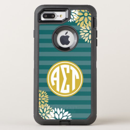 Alpha Sigma Tau  Monogram Stripe Pattern OtterBox Defender iPhone 8 Plus7 Plus Case