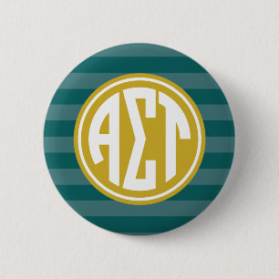 Alpha Sigma Tau   Monogram Stripe Pattern Pinback Button