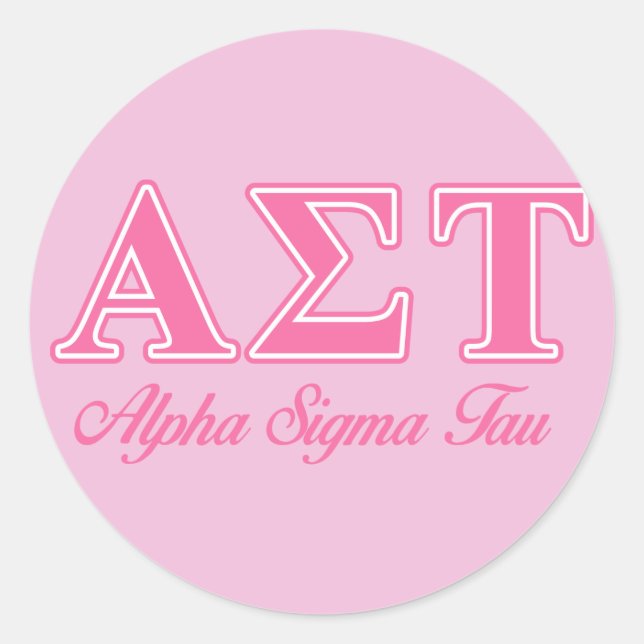Alpha Sigma Tau Pink Letters Classic Round Sticker (Front)