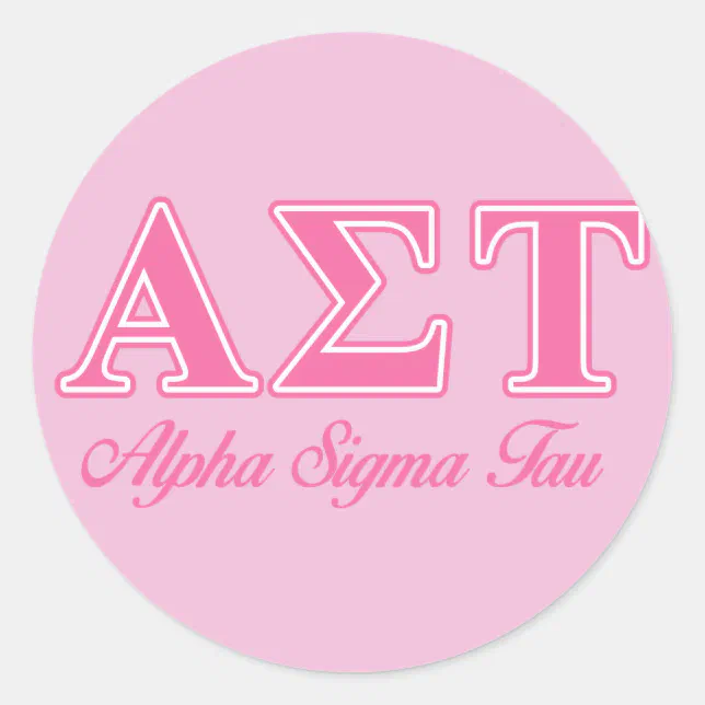 Alpha Sigma Tau Pink Letters Classic Round Sticker | Zazzle