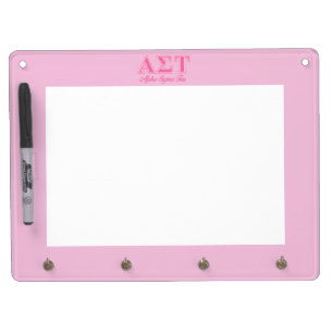Alpha Sigma Tau Pink Letters Dry Erase Board With Keychain Holder