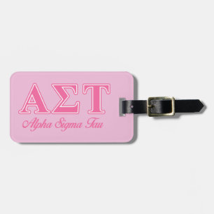 Alpha Sigma Tau Pink Letters Luggage Tag