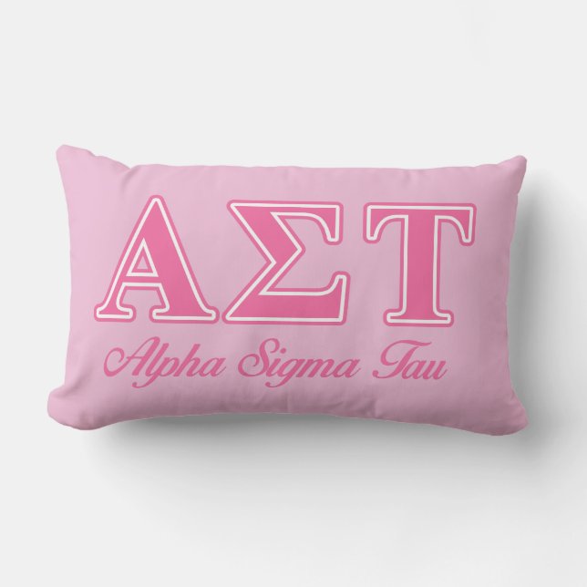 Alpha Sigma Tau Pink Letters Lumbar Pillow (Front)
