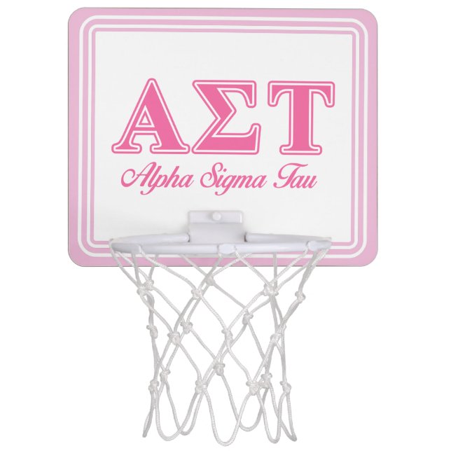 Alpha Sigma Tau Pink Letters Mini Basketball Hoop (Front)