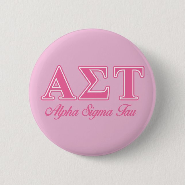 Alpha Sigma Tau Pink Letters Pinback Button (Front)