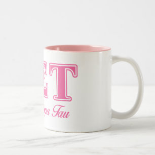 Alpha Sigma Tau Pink Letters Two-Tone Coffee Mug