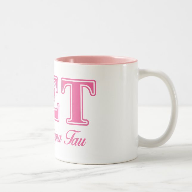 Alpha Sigma Tau Pink Letters Two-Tone Coffee Mug (Right)