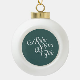 Alpha Sigma Tau Script Ceramic Ball Christmas Ornament