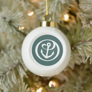 Alpha Sigma Tau Script Ceramic Ball Christmas Ornament