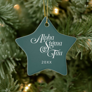 Alpha Sigma Tau Script Ceramic Ornament