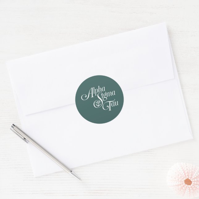 Alpha Sigma Tau Script Classic Round Sticker (Envelope)