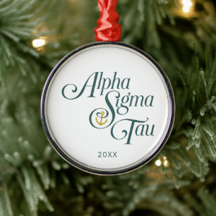 Alpha Sigma Tau Script Metal Ornament