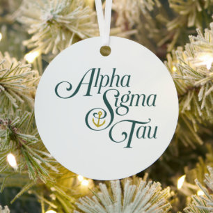 Alpha Sigma Tau Script Metal Ornament