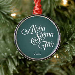 Alpha Sigma Tau Script Metal Ornament