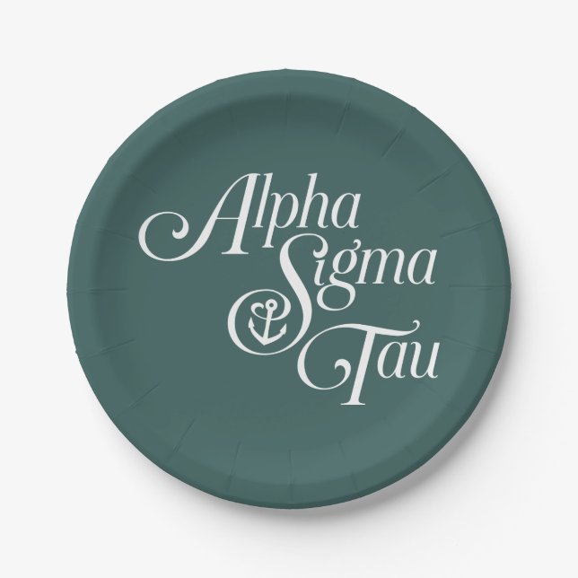 Alpha Sigma Tau Script Paper Plates (Front)