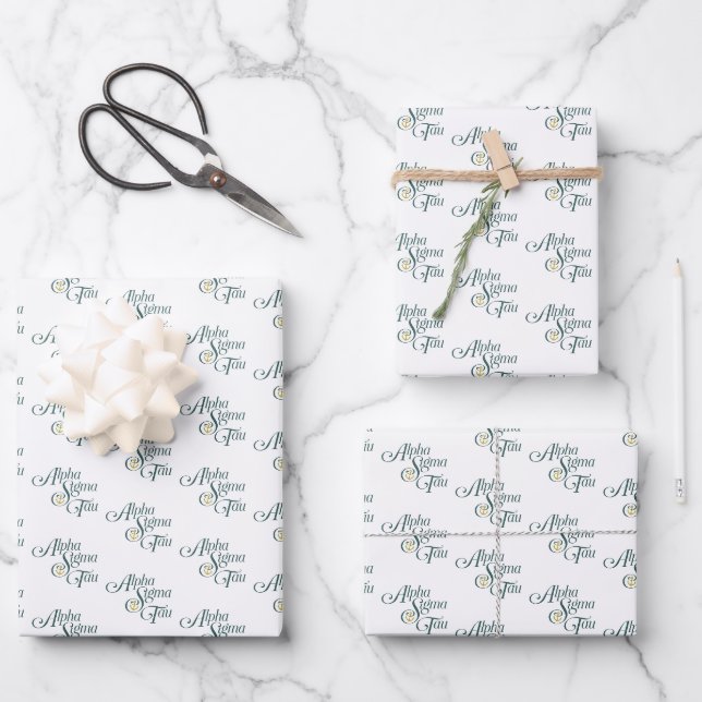 Alpha Sigma Tau Script Wrapping Paper Sheets (Front)