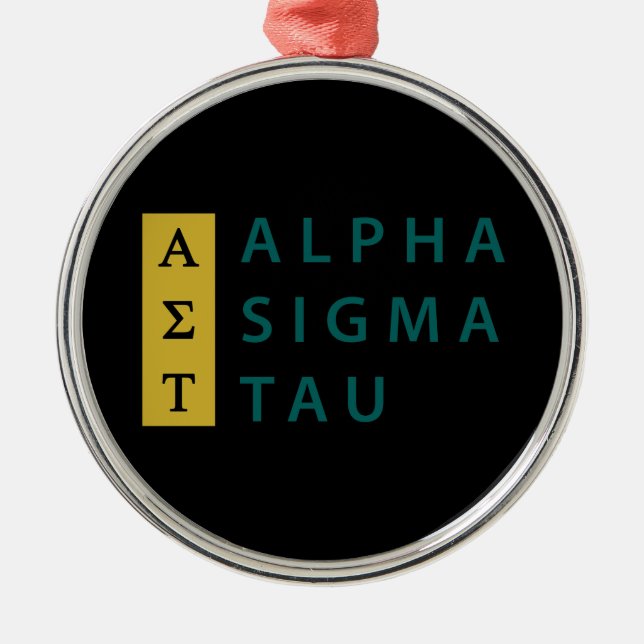 Alpha Sigma Tau Stacked Metal Ornament (Front)