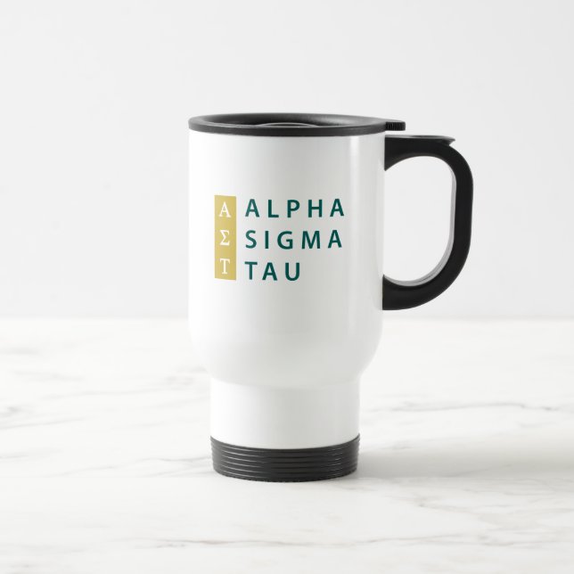 Alpha Sigma Tau Stacked Travel Mug (Right)