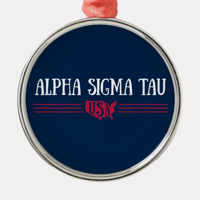 Alpha Sigma Tau USA Metal Ornament (Front)