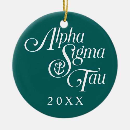 Alpha Sigma Tau Vertical Mark Ceramic Ornament
