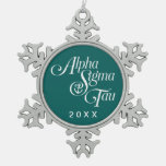 Alpha Sigma Tau Vertical Mark Snowflake Pewter Christmas Ornament at Zazzle
