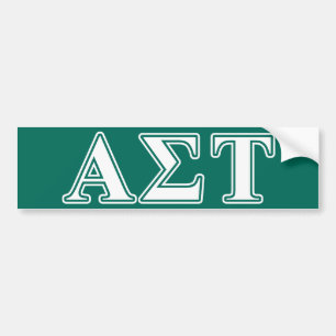 Alpha Sigma Tau White and Green Letters Bumper Sticker