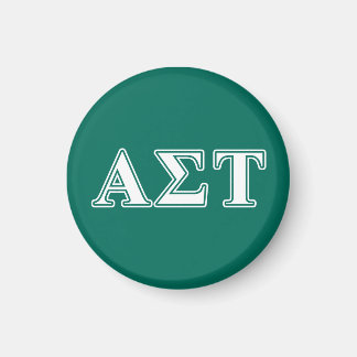 Alpha Sigma Tau White and Green Letters Magnet