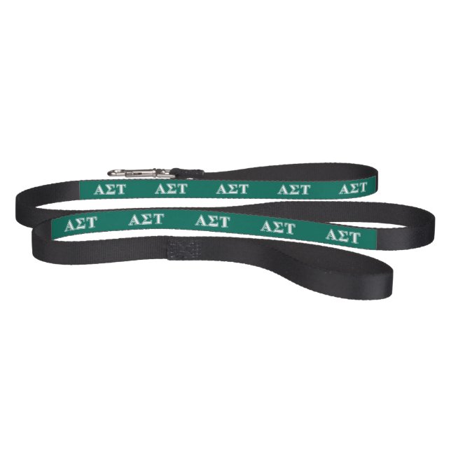 Alpha Sigma Tau White and Green Letters Pet Leash (Full)