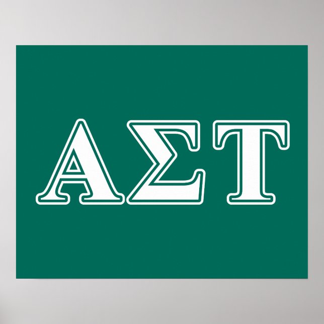 Alpha Sigma Tau White and Green Letters Poster (Front)