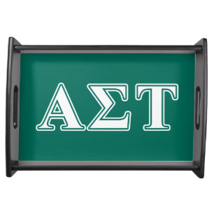 Alpha Sigma Tau White and Green Letters Serving Tray