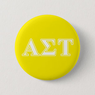 Alpha Sigma Tau White and Yellow Letters Button
